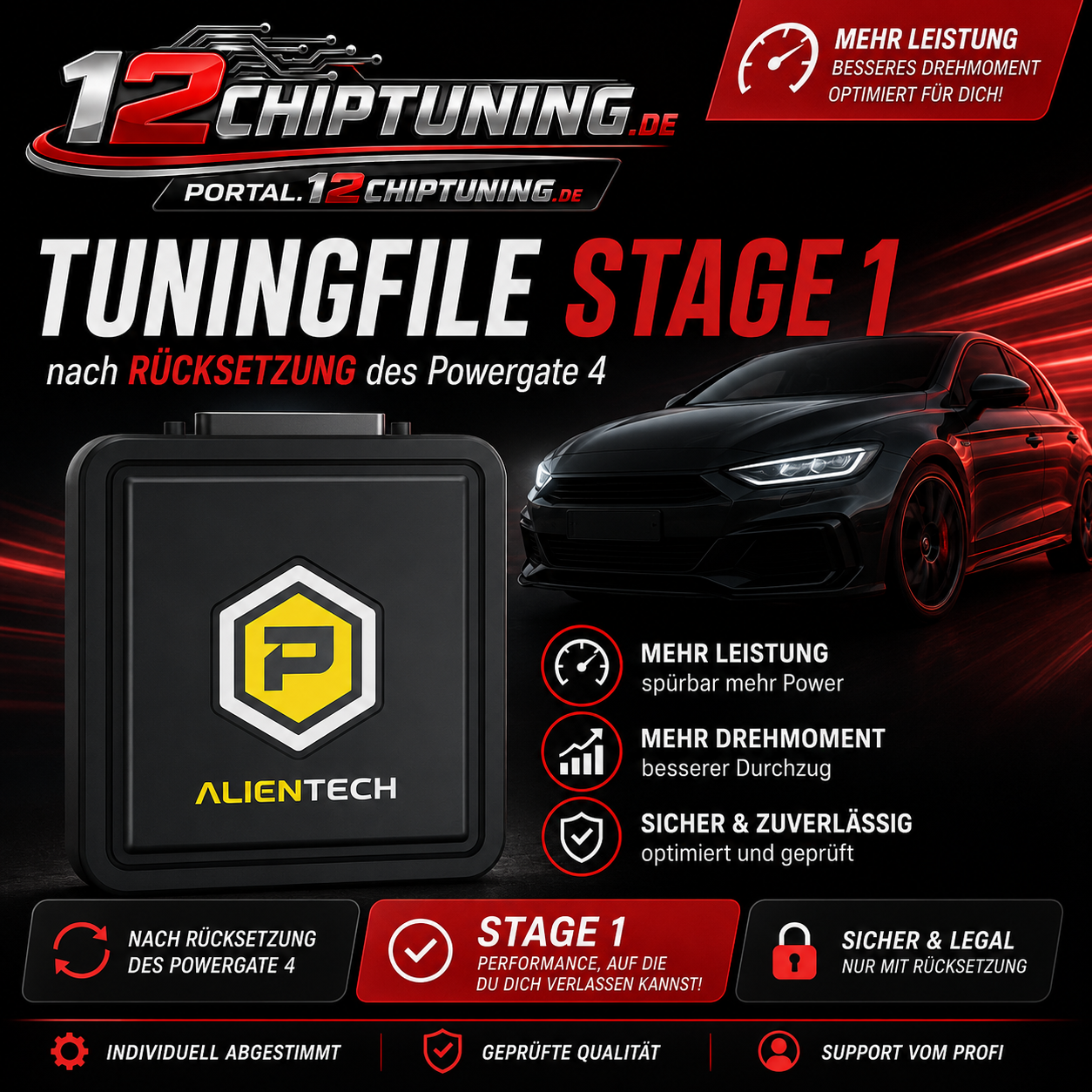 PowerGate 4 Stage 1 Tuningfile nach Rücksetzung für ein neues Fahrzeug